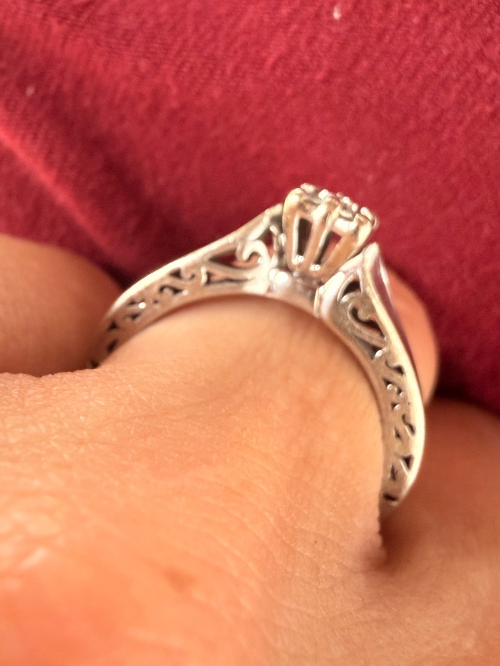 VTG 10kt Gold Diamond Filigree Ring sz7
